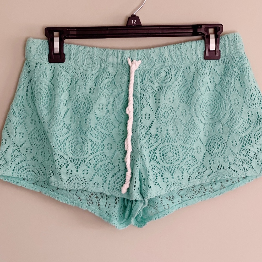 Aerie Teal Crochet Shorts Size Small - Picture 2 of 9